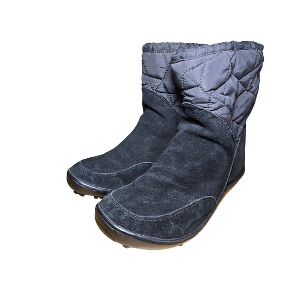 Columbia Suede Moccasin Boots Thermal Reflective Omni Heat Black Waterproof Sz 8 - Picture 3 of 9